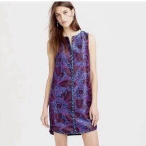 Simply stunning J Crew jacquard midnight floral shift dress w/front V & back zip